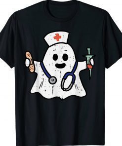 Nurse Ghost Scrub Halloween Costume Nurses RN Funny Shirts