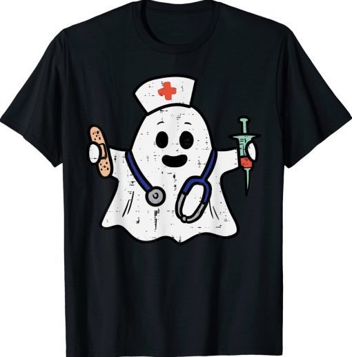 Nurse Ghost Scrub Halloween Costume Nurses RN Funny Shirts