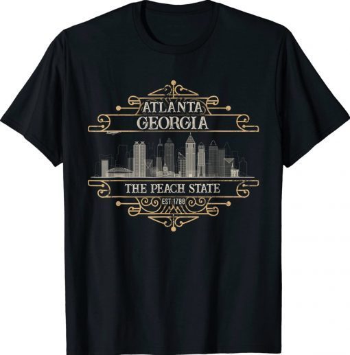 Atlanta Georgia Skyline Sketch State Capital Facts Gift Shirts