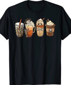 Gift Horror Fall Coffee Pumpkin Spice Latte Iced Autumn Halloween Shirts