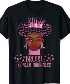Black Woman In October We Wear Pink Breast Cancer Awareness 2022 Shirts