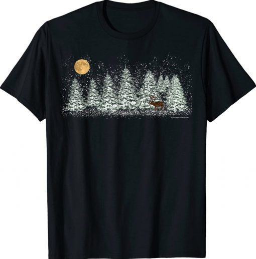 A Caribou in Snowy Pines Christmas Sojourners Emporium Gift TShirt