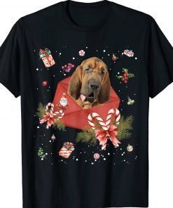 Bloodhound Dog In Christmas Card Ornament Pajama Xmas 2023 TShirt