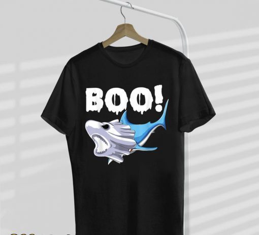 Shark Halloween Boo Spooky Ghost Funny T-Shirt