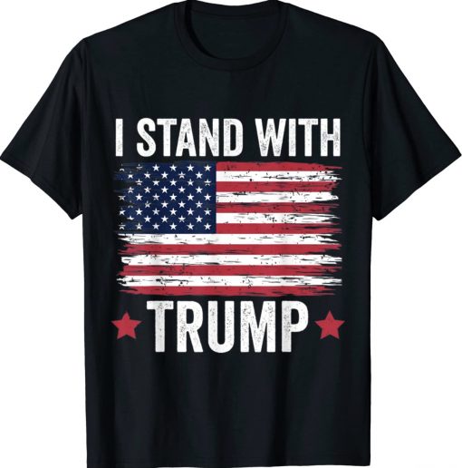 I Stand With Trump 2024 US Flag TShirt - ReviewTees