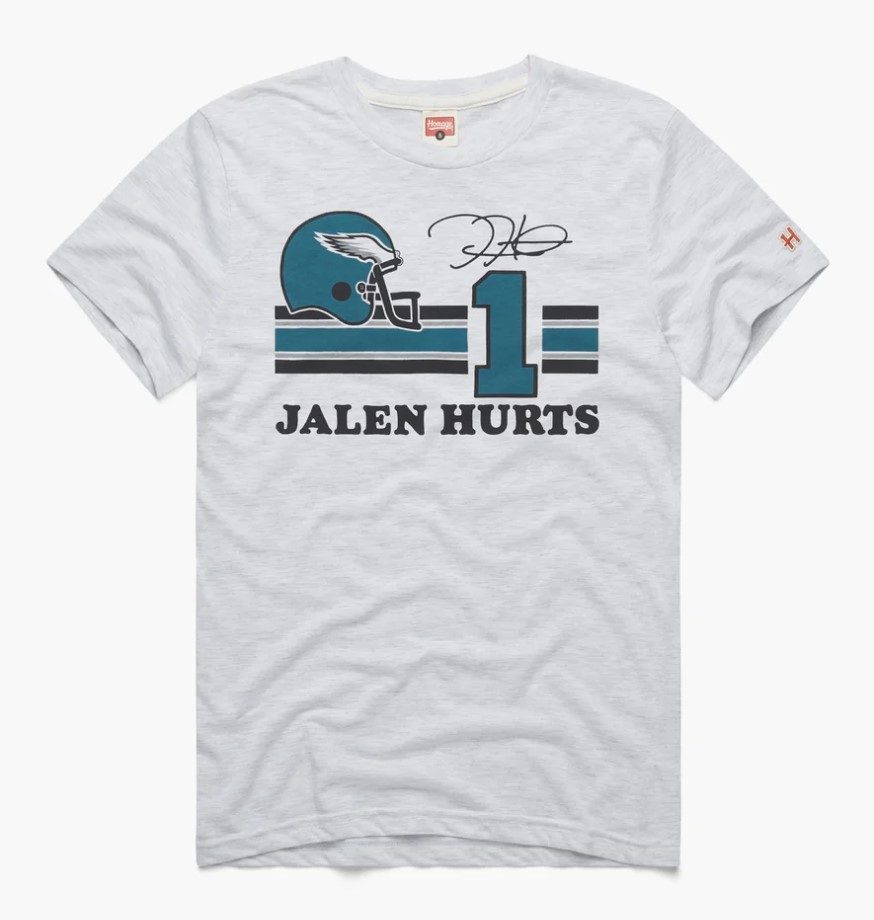 Helmet Eagles Jalen Hurts #1 Super Bowl LVII Signature TShirt - ReviewTees