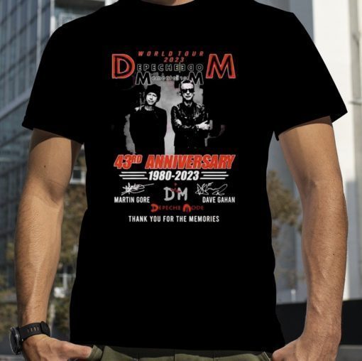 World Tour 2023 Depech Mode Memento Mori 43rd Anniversary 1980-2023 Thank You for the memories signatures unisex tshirt