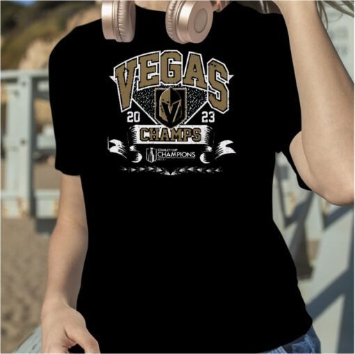 Vegas Golden Knights Majestic Threads 2023 Stanley Cup Champions Ringer Tri Blend Tee Shirt