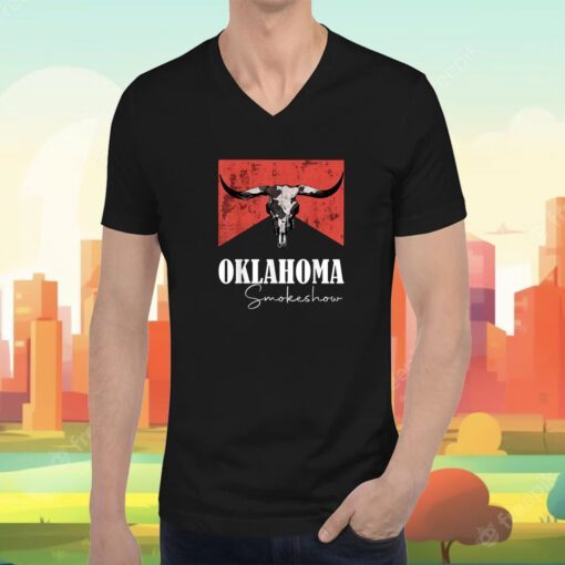 Boho Bull Skull Cow Oklahoma Smokeshow Western Country TShirt