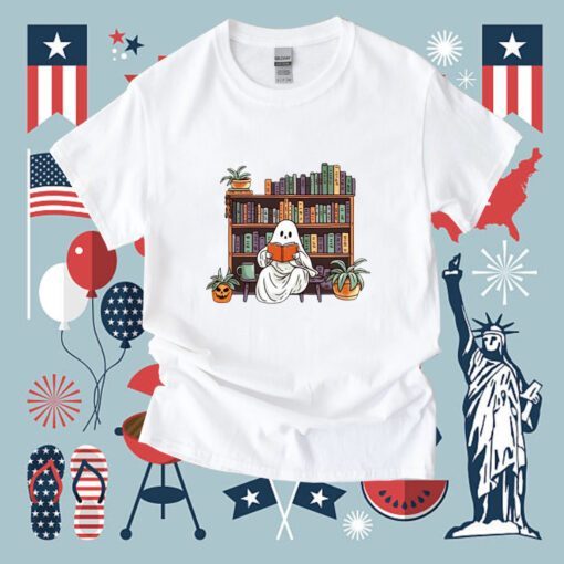 Ghost Pumpkin Bookworm Tee Shirt