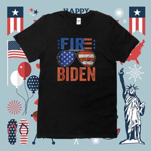 VinBiden Fire Sunglasses American Flag 2024 T-Shirt