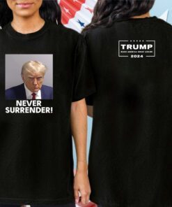 Trump Never Surrender Black Mug