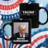 Trump Never Surrender Black Mug
