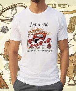 Just A Woman Who Loves Fall And Western Kentucky Hilltoppers Peanuts Cartoon Shirt