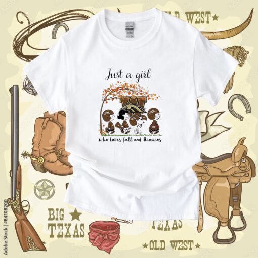 Just A Woman Who Loves Fall And Western Michigan Broncos Peanuts Cartoon Shirt