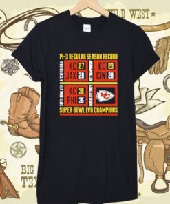 Kansas City Chiefs 14-3 Regular Season Record Super Bowl Lvii Champions 2023 T-Shirt
