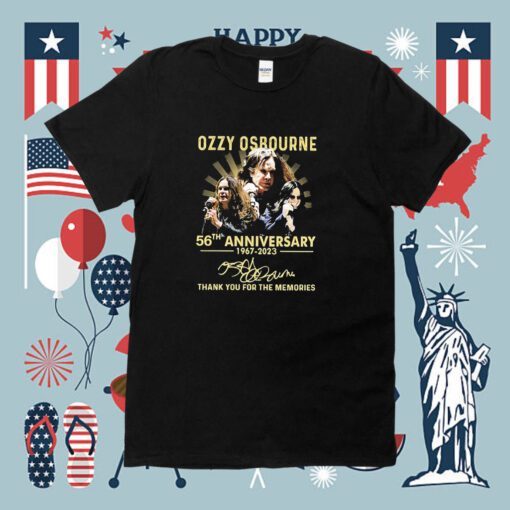 Ozzy Osbourne 56th Anniversary 1967-2023 Thank You For The Memories Signatures Tee Shirt