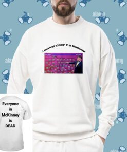 Pete Delkus I Survived 101 105 F In Mckinney Everyone In Mckinney Is Dead T-Shirt