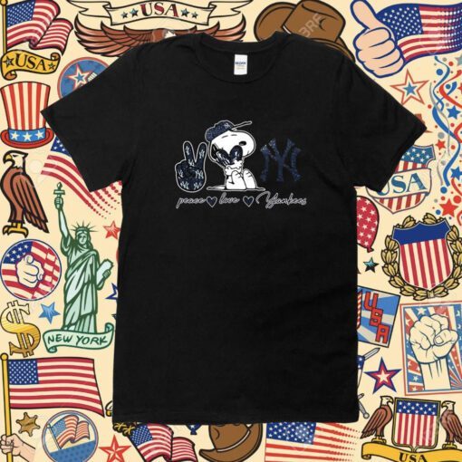 Snoopy Peace Love New York Yankees Shirt