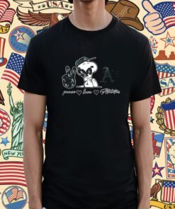 Snoopy Peace Love Oakland Athletics Shirt