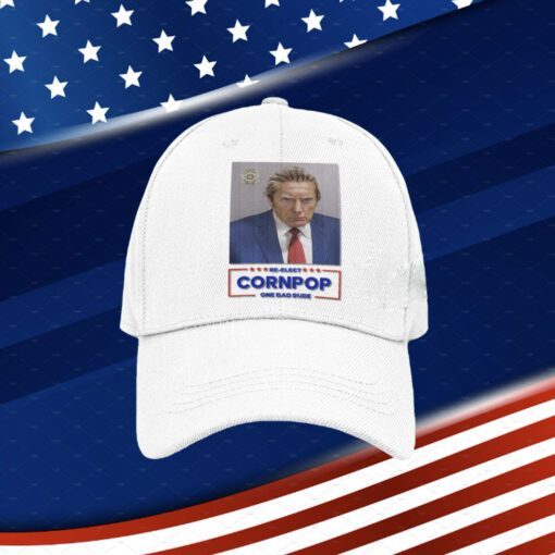 Trump Mugshot Re-Elect Cornpop One Bad Dude Cap Hat