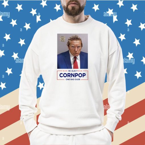 Trump Mugshot Re-Elect Cornpop One Bad Dude Hoodie Sticker