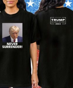 Trump Never Surrender Lady’s Cropped Hoodie Shirt
