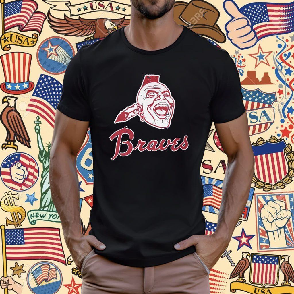 Atlanta Braves T-Shirt from Homage. | Navy | Vintage Apparel from Homage.