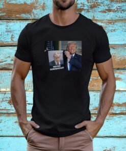 Donald Trump Shows Off Trump Mugshot Never Surrender V-Neck Shirt