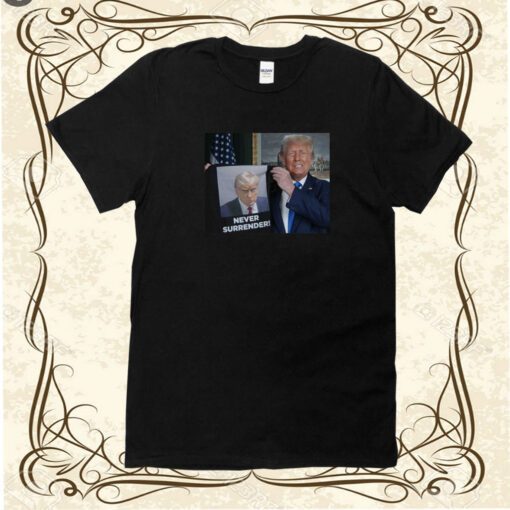 Trump Shows Off Trump Mugshot Never Surrender Long Sleeve Shirt