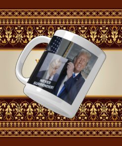 Trump Shows Off Trump Mugshot Never Surrender Hat