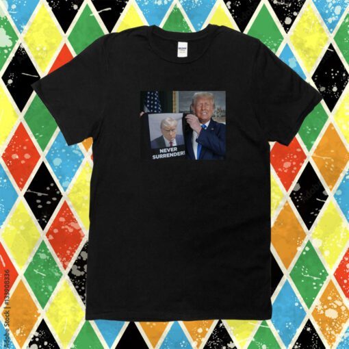 Trump Shows Off Trump Mugshot Never Surrender Women’s Heritage Cropped Shirt