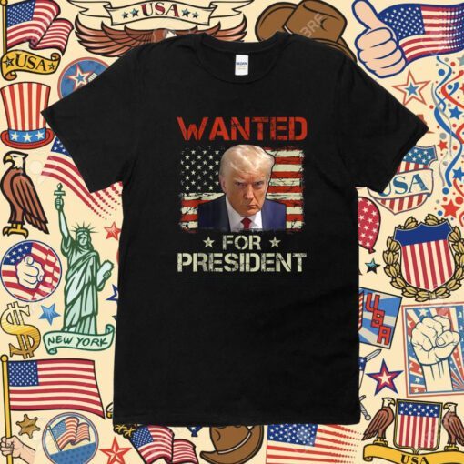 Wanted Donald Trump For President 2024 USA Flag Shirt