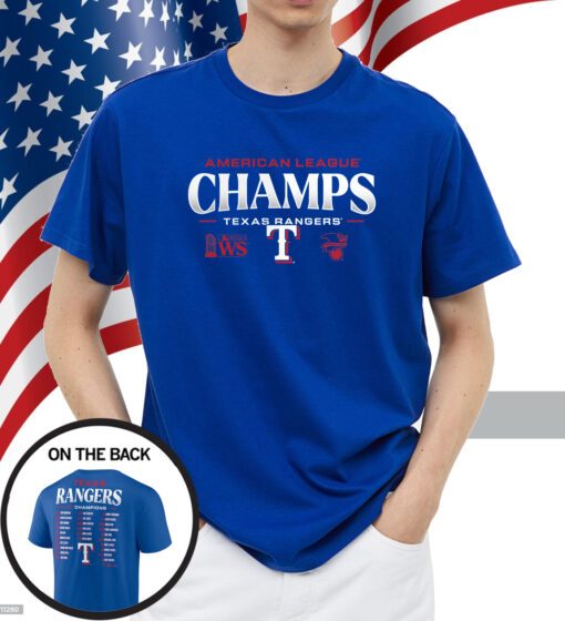 Texas Rangers Fanatics Branded 2023 American League Champions Roster Shirt