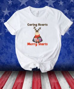 Caring Hearts Merry Starts Christmas Tee Shirt