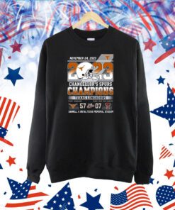 November 24, 2023 Chancellor’s Spurs Champions Texas Longhorns 57 – 07 Texas Tech Red Raiders Darrell K Royal Texas Memorial Stadium TShirt