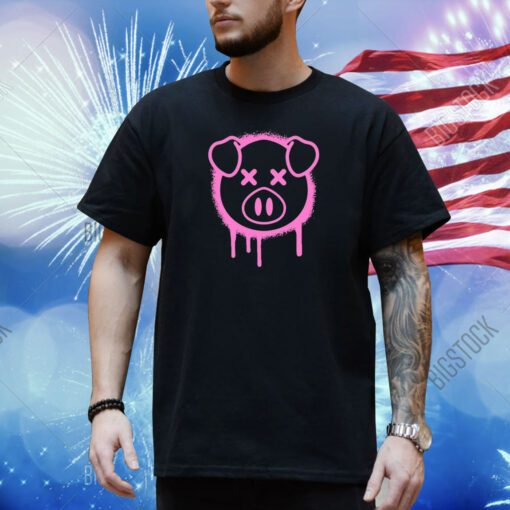 Spray Paint Pig Black T Shirt