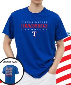 Texas Rangers Fanatics Branded 2023 World Series Champions Jersey Roster T-Shirt