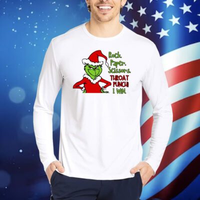 Grinch Rock Paper Scissor Throat Punch I Win Christmas Grinch TShirts