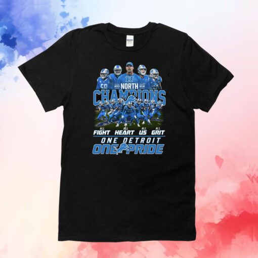 Lions 2023 NFC North Champions One Detroit One Pride T-Shirts
