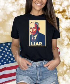 Liz Churchill Wearing Pathological Liar Dr. Fauci Shirts