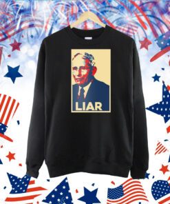 Liz Churchill Wearing Pathological Liar Dr. Fauci TShirts