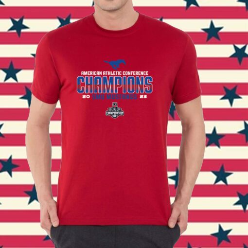 Smu Mustangs 2023 Aac Football Conference Champions Locker Room Shirt