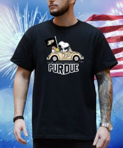 Snoopy and Woodstock Driving Car Purdue Boilermakers Shirt