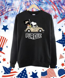 Snoopy and Woodstock Driving Car Purdue Boilermakers TShirt