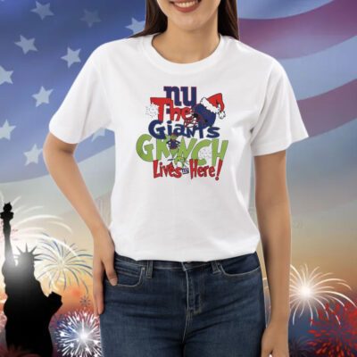 The New York Giants x Grinch Lives Here Christmas shirts