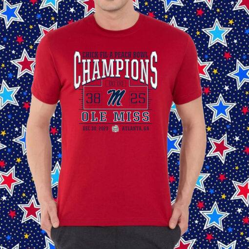 Ole Miss Rebels 2023 Peach Bowl Champions Score Shirt