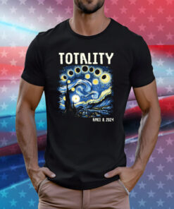 Total Solar Eclipse 2024 4 08 24 Starry Night Painting T-Shirts