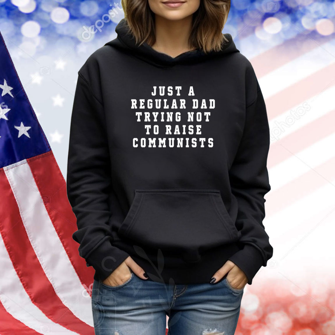 Benny Johnson Wearing Just A Regular Dad Trying Not To Raise Communists TShirts