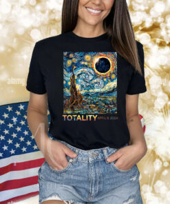 Solar Eclipse 2024 Starry Night Vincent Van Gogh Art TShirt